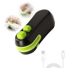 (Black) 2-in-1 Mini Bag Sealer & Cutter with Magnet - USB Rechargeable Handheld Heat Sealer for Plastic Bags, Snacks, Candies & Food Storage