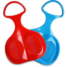 2er Set Sled Bob Blue & Red, Sled with Handle, Durable Snow Slider, Winter Outdoor Sport, Suitable for Kids and Adults, for Unforgettable Winter Days