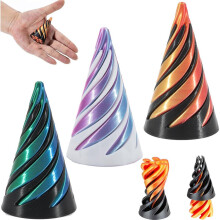 (Matches the image,1PCS)3pcs 3D Printed Spiral Cone Toy Impossible Pyramid Passthrough Sculpture Pass Through Pyramid Toy Mini Vortex Thread Illusion