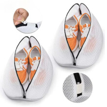 (L 45X30X30cm) Mesh Laundry Bag Washing Machine Shoes Bag with Zips Travel Shoe Storage Bags Protective Clothes Storage Box Organize