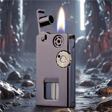Retro kerosene lighter Transparent Fuel Tank Metal Open Flame Porous Windproof OneButton Ignition Collectible Black