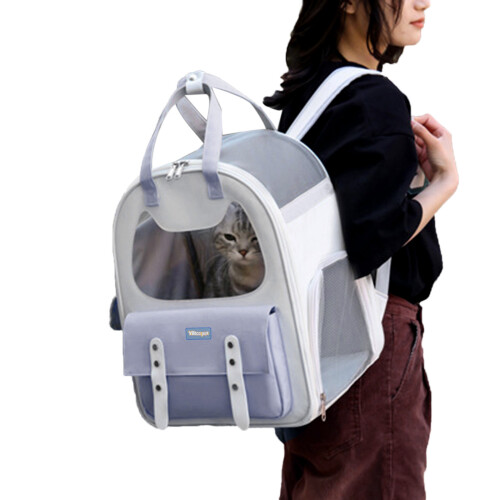 Small Pet Carriers Outgoing Cats Cage Backpack Sling Bag-Blue