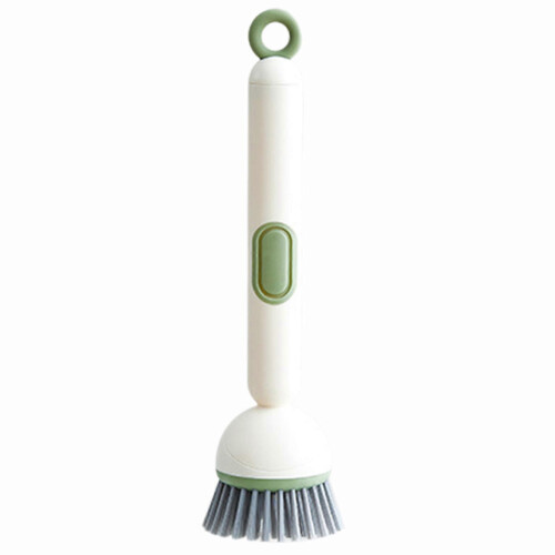 (Green) 360 Degree Rotating Scrub Brush with Soap Dispenser, Long Handle Kitchen Dishwashing Cleaner, Multi-Functional Scrubber for Pots & Sinks