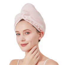(Elastic Style, Pink) Quick Dry Hair Turban Cap for Women Thick High Elastic Soft Hair Drying Hat for Hotel