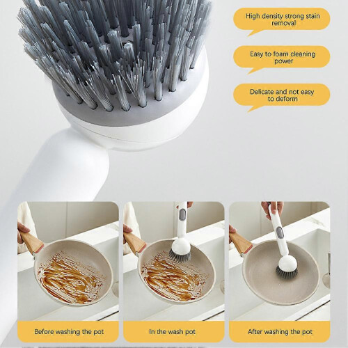 (Green) 360 Degree Rotating Scrub Brush with Soap Dispenser, Long Handle Kitchen Dishwashing Cleaner, Multi-Functional Scrubber for Pots & Sinks 2