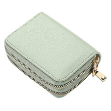 (Light green) Ladies' Double Zipper Accordion Card Holder Multifunctional Compact Cute Coin Purse for Adult Teens