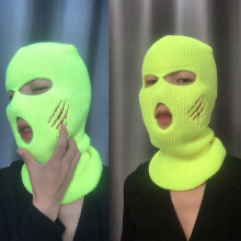 3-Loch-Balaclava-Gesichtsschutz aus Acryl winddicht für Herren und Damen Skifahren, Radfahren, Laufen