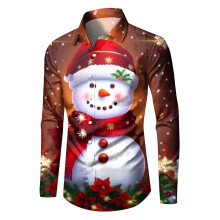 Christmas Shirt Men's Slim Fit 3D Print Printed Lapel Red XL Ugly Xmas Theme Jumper
