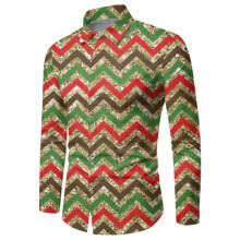 Christmas Shirt Men's Slim Fit 3D Printed Xmas Shirt With Button Placket Green XL Lapel Casual Outfit