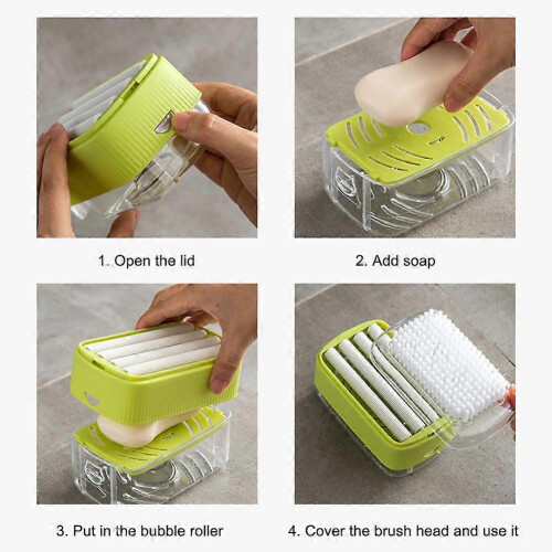(Blue) Soap Foam Dispenser Box, Portable Soap Dish With Drain & Lid, Multi-Functional Soap Holder 2