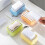 (Orange) Soap Foam Dispenser Box, Portable Soap Dish With Drain & Lid, Multi-Functional Soap Holder 2