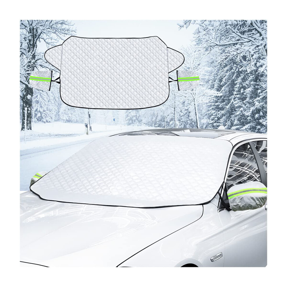 Car Windshield Snow Cover With Magnetic Lock, 4Layer Waterproof Frost Shield, Universal For Suv Truck Sedan Van Silver 9199774138611