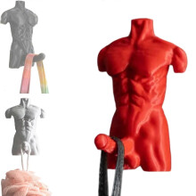 (Red) Hung Hook Fun Muscular Man Wall Hook, Funny Muscle Man Hanger for Coats & Hats, Unique Novelty Towel Hook for Home Bathroom & Gag Gifts