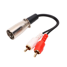 Audio adapter professzionális hangrendszerekhez, XLR - RCA adapter sztereó audio kábelcsatlakozóval, kettős RCA apa dugóval, aszimmetrikus