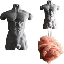(Grey) Hung Hook Fun Muscular Man Wall Hook, Funny Muscle Man Hanger for Coats & Hats, Unique Novelty Towel Hook for Home Bathroom & Gag Gifts