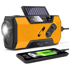 Waterproof Emergency Hand Crank Radio with Flashlight and Phone Charger, Solar Powered 20000mAh