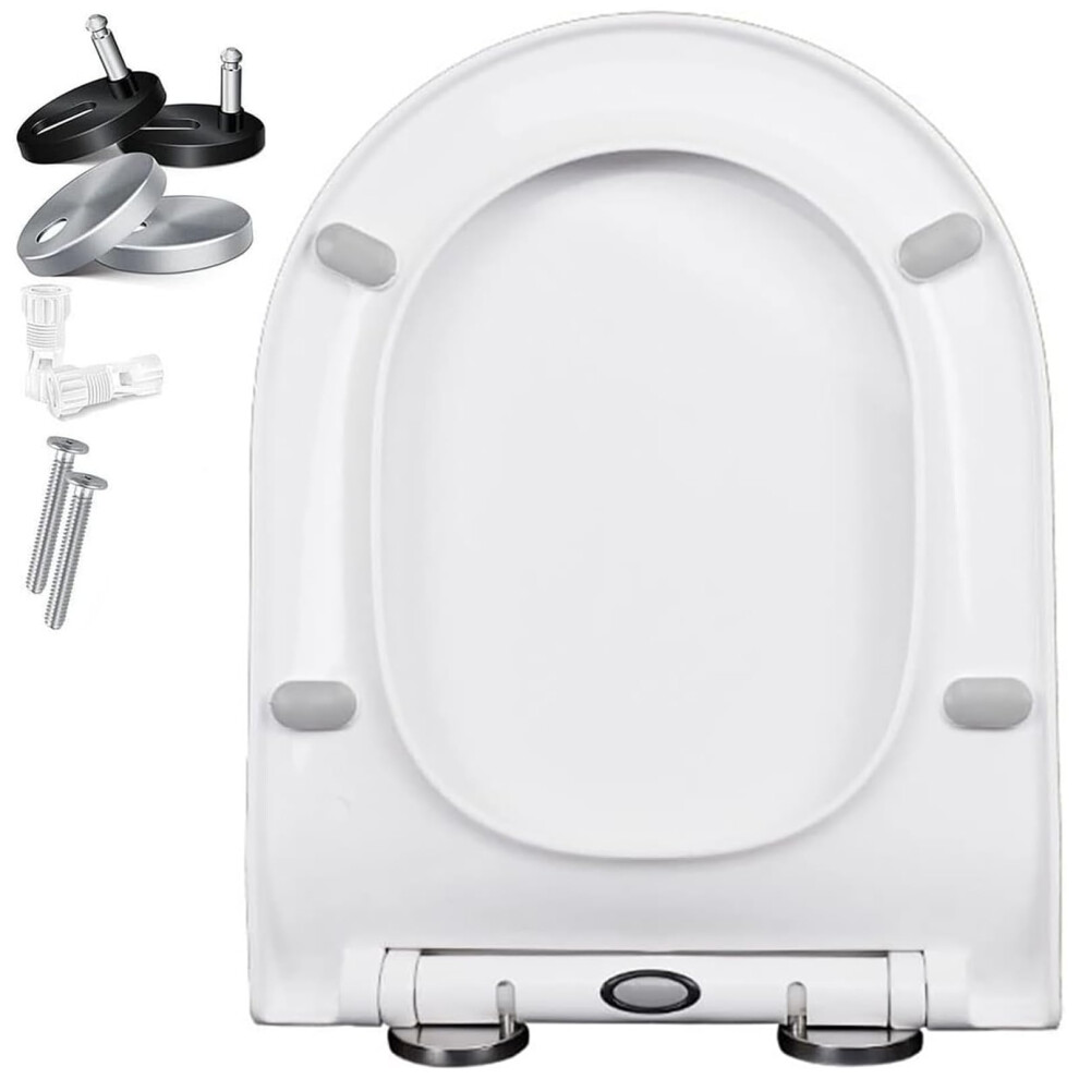 Dshape Toilet Seat Slow Close Adjustable Hinges Nonslip Bumpers Mounting Quick Release Durable White Plastic Lid 9347817733921