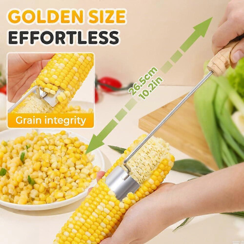 (3pcs) Stainless Steel Corn Peeler Long Handle Cob Stripper, Quick & Easy Kernel Remover for Kitchen BBQ Picnics 1