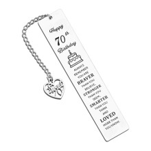 Marque-page souvenir pour lecteurs, marque-page en acier inoxydable, cadeau d'anniversaire significatif pour une personne de 70 ans, cadeau