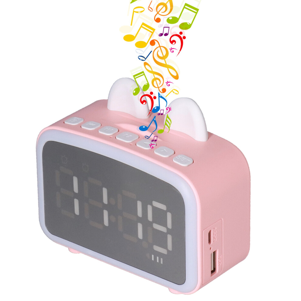 Mini Cartoon Bluetooth Speaker Alarm Clock 3W, 1400Mah Pink 7611377038010