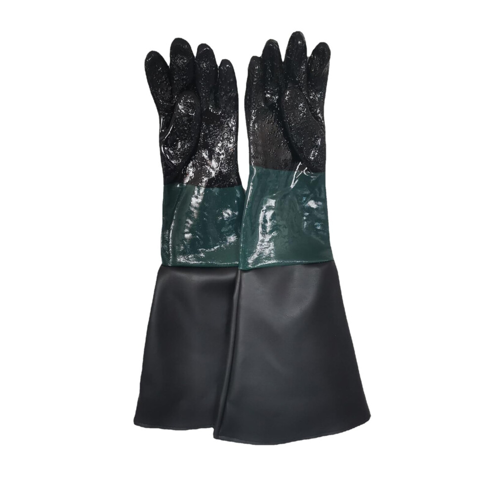 Sandblasting Gloves 25.6' Long Pvc Acid Resistant With Cotton Lining For Industrial Safety 9174973575047