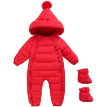 25-26 Baby Newborn Thick Hooded Winter Snowsuit Romper Boy Girl Snow Wear with Boots