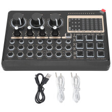 Audio Mixer With Voice Changer External Sound Card For Live Broadcast With Dual Interfaces Bt Wireless Accompaniment Colorful Led Lighting