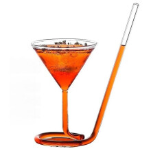 Cocktail Glasses Set of 2 110ml Margarita Glasses With BuiltIn Straw  Crystal Clear Tiki Glasses, 9x17.3cm