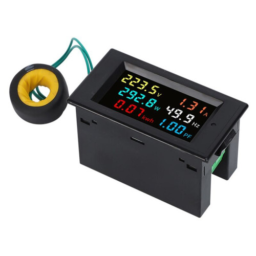 100A LCD Digital Panel Wattmeter  Meter with Voltage and Current Display Frequency Indicator AC 200V-450V 1