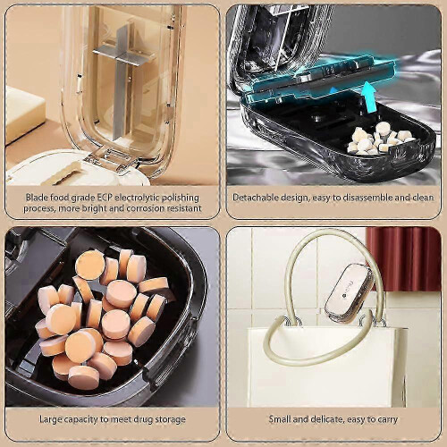 (Black) Pill Cutter, Precision Pill Cutter, Compact and Portable, 1 Split into 2, 1 Split into 4, Multifunctional Medicine Cutter, Medicine Box 2