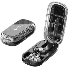 (Black) Pill Cutter, Precision Pill Cutter, Compact and Portable, 1 Split into 2, 1 Split into 4, Multifunctional Medicine Cutter, Medicine Box