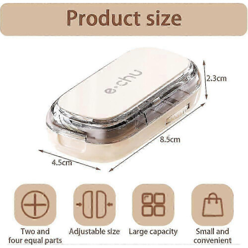 (White) Pill Cutter, Precision Pill Cutter, Compact and Portable, 1 Split into 2, 1 Split into 4, Multifunctional Medicine Cutter, Medicine Box 1