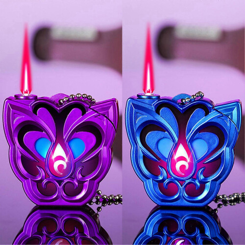 (Purple) Windproof Butane Lighter with Adjustable Flame, Refillable & Windproof Lighter, Outdoor Ignition Tool for Camping, Candles, Backpacking 1