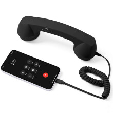 (black) USB-C Retro Telephone Handset for Cellphones - Plug & Play Receiver Radiation-Proof Comfortable Call for iPhone & Android