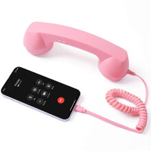 (pink) USB-C Retro Telephone Handset for Cellphones - Plug & Play Receiver Radiation-Proof Comfortable Call for iPhone & Android