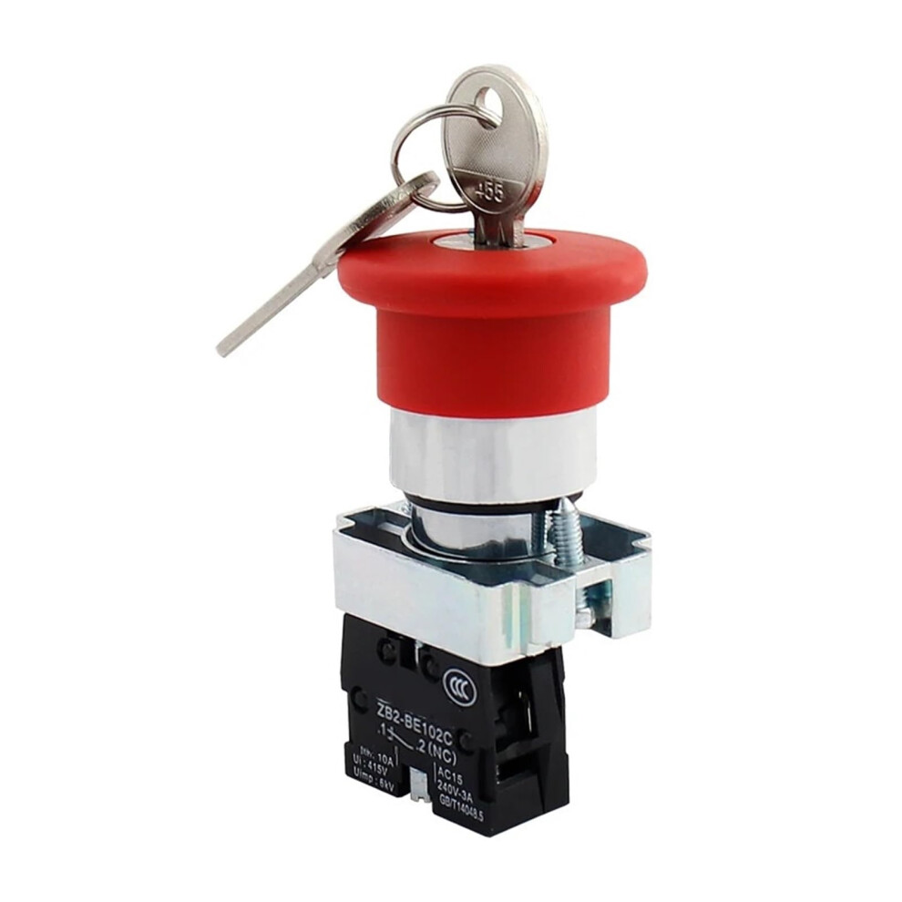 Emergency Stop Button 22Mm Mushroom Head 1Nc Rotary Push Switch 2 Position Safety Lock 9174973566434