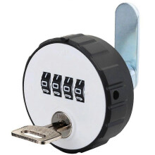 (26mm with key) 4 Digital Combination Cabinet Cam Lock with for Key Reset Security Round Padlock for Sheds Storage Unit File Cabinet Dra