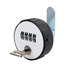 (20mm with key) 4 Digital Combination Cabinet Cam Lock with for Key Reset Security Round Padlock for Sheds Storage Unit File Cabinet Dra