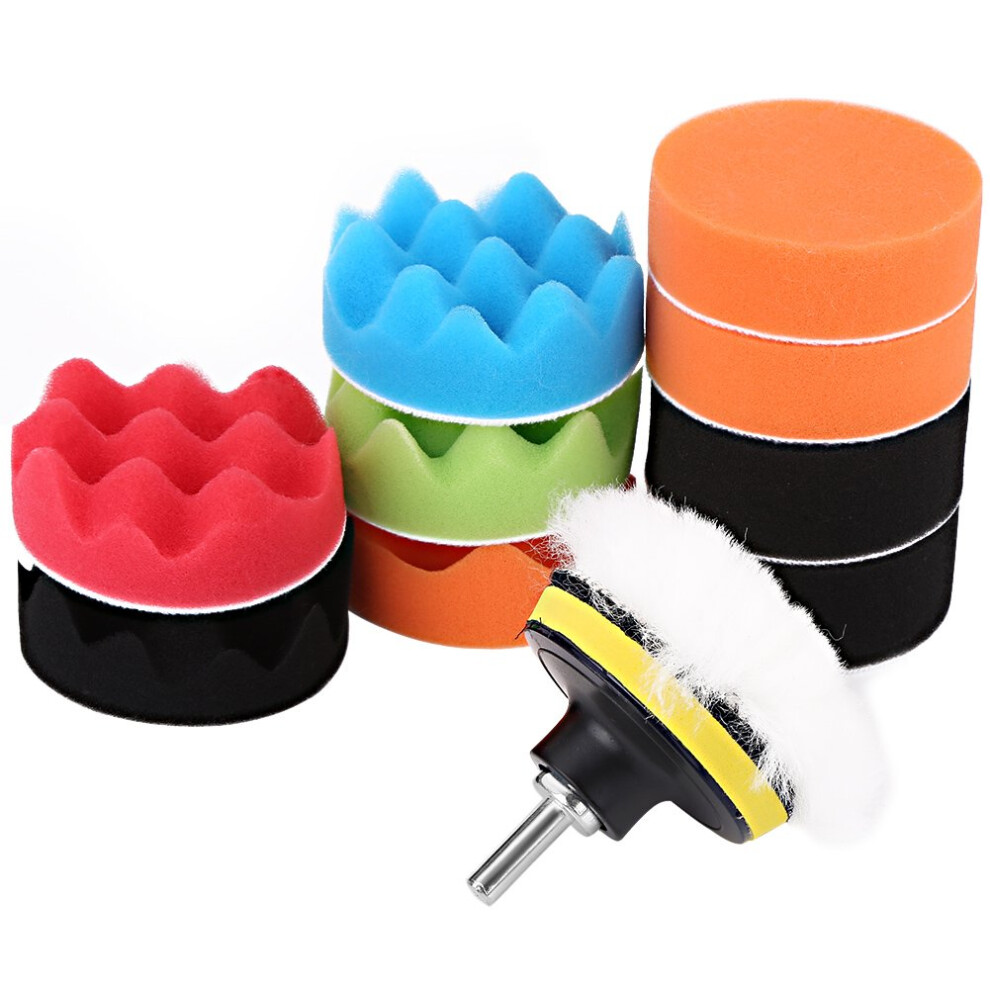 Professional Car Polishing Buffing Pads 12Pcs 3Inch Sponge Woolen Kit With Drill Adapter For Detailing Paint Correction 9382693465238