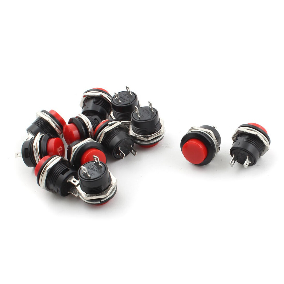 12Pcs Momentary Push Button Switch Ac 250V 3A 125V 6A Spst Power Control Black Red 9187378522189