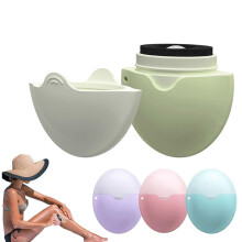 (Green) Travel Portable Refillable Sunscreen Applicator, Lotion Dispenser with Rotating Roller & Sponges, Fast Easy Application