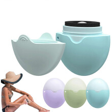 (Blue) Travel Portable Refillable Sunscreen Applicator, Lotion Dispenser with Rotating Roller & Sponges, Fast Easy Application