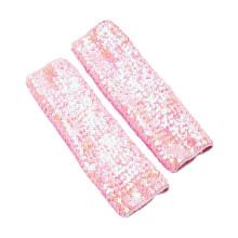 (Pink pink)Shimmering Sequins Arm Covers Arm Sleeves Oversleeves For Dancers And Fashion Enthusiasts Bright Color Armwear White