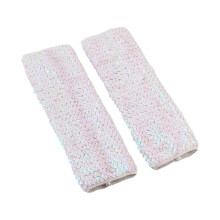 (White)Shimmering Sequins Arm Covers Arm Sleeves Oversleeves For Dancers And Fashion Enthusiasts Bright Color Armwear White
