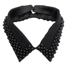 (Style 4 black) Women's Imitation Pearls Adorned Faux Collar Elegant Beaded Bib Choker Necklace Lapel Detachable Blouse Collar Accessory