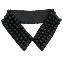 (Style 2 black) Women's Imitation Pearls Adorned Faux Collar Elegant Beaded Bib Choker Necklace Lapel Detachable Blouse Collar Accessory