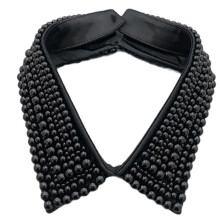 (Style 5 black) Women's Imitation Pearls Adorned Faux Collar Elegant Beaded Bib Choker Necklace Lapel Detachable Blouse Collar Accessory