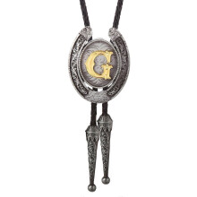 (Style G) Fashionable Unisex Bolo Tie with Metal Initial Letter Pendant Western Leather Rope Necktie for Casual or Formal Event
