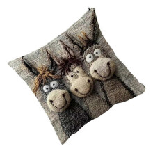 (three donkeys) Adorable Donkey Embroidered Plush Pillow Cover Soft Short Plush Materials for Home Decoration Sofa Bed Comfort Multicolor