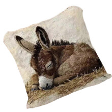 (sleeping donkey) Adorable Donkey Embroidered Plush Pillow Cover Soft Short Plush Materials for Home Decoration Sofa Bed Comfort Multicolor